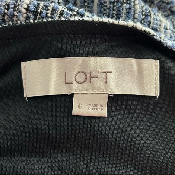 •LOFT• Keyhole Back Blue/Black Tweed Dress - Size 6 - Picture 2 of 9